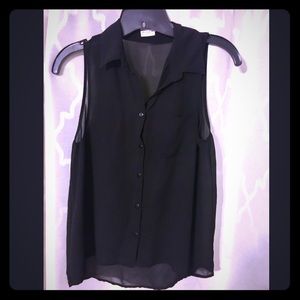 Full Tilt Sheer black button up tank top