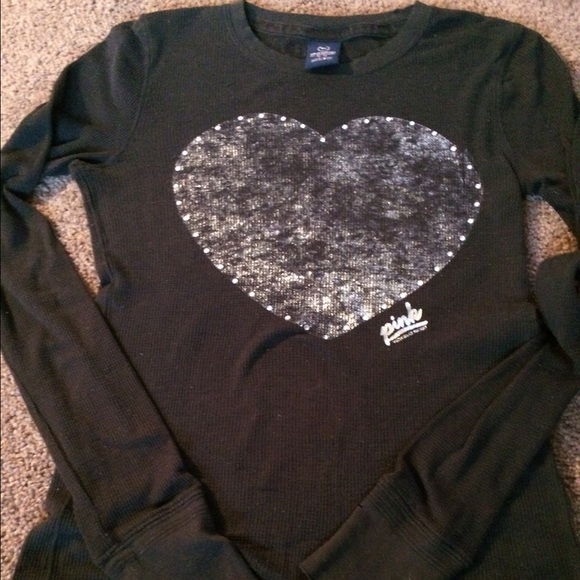 M PINK - worn thin black long sleeve black shirt. - Picture 2 of 2