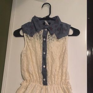 DEB: Women's white and blue floral romper