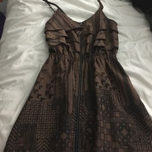 Spaghetti strap brown and black summer dress