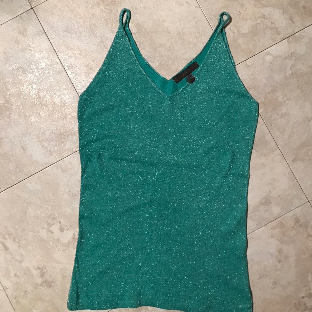 Teal vneck tank with silver shimmer