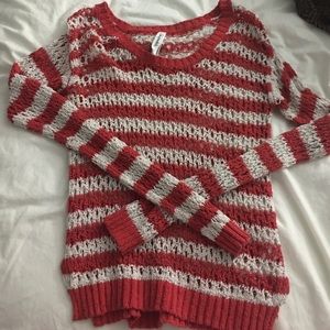 Red and white knit sweater