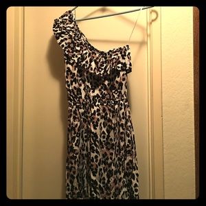 One Shoulder Animal Print Dress