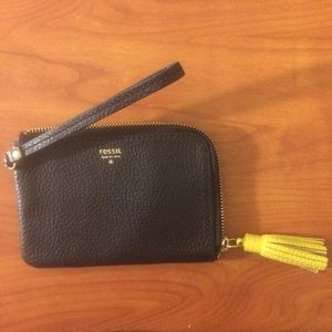 Fossil leather wristlet
