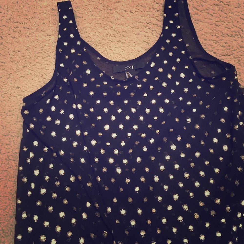 Sheer black and gold polka dot top from Forever21