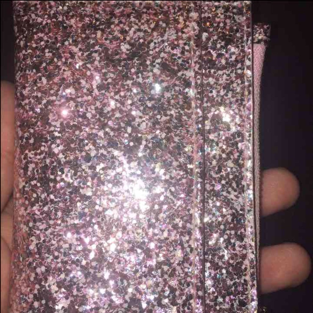 Pink glitter Kate spade card holder