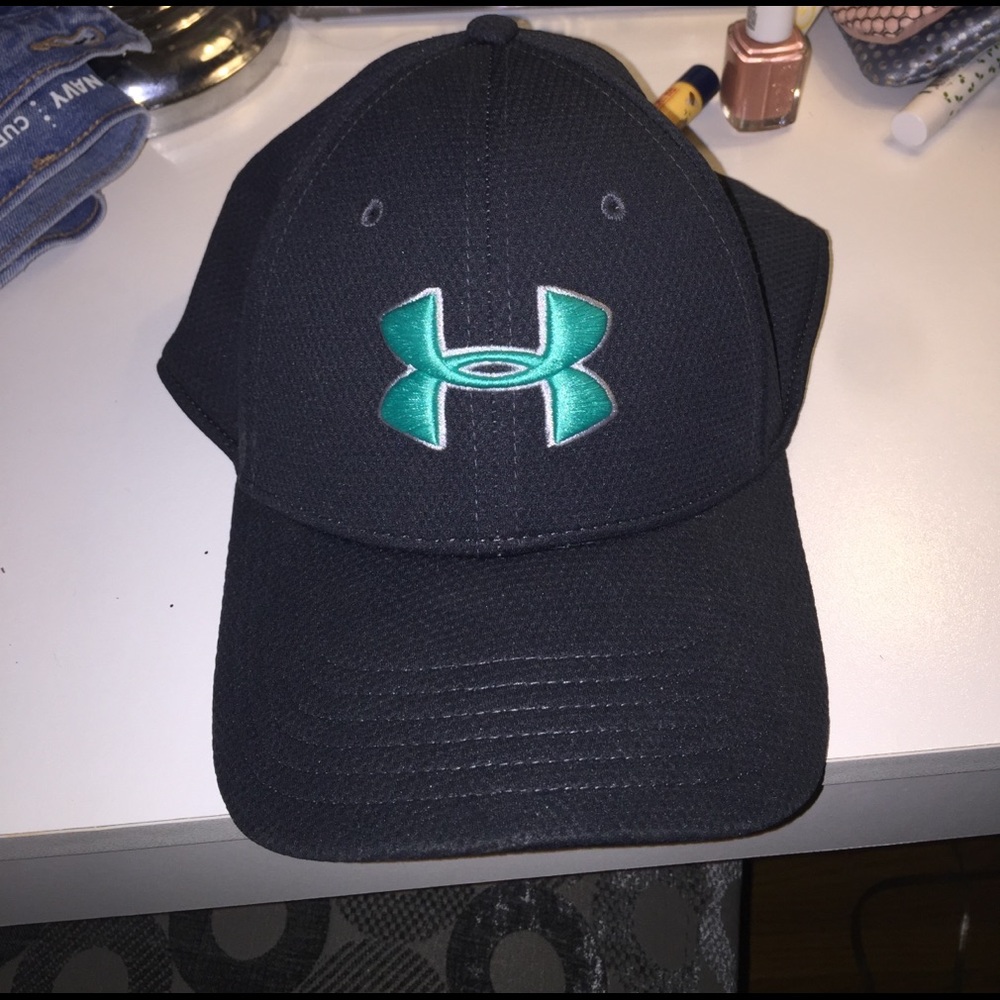 Navy and teal under armour baseball cap