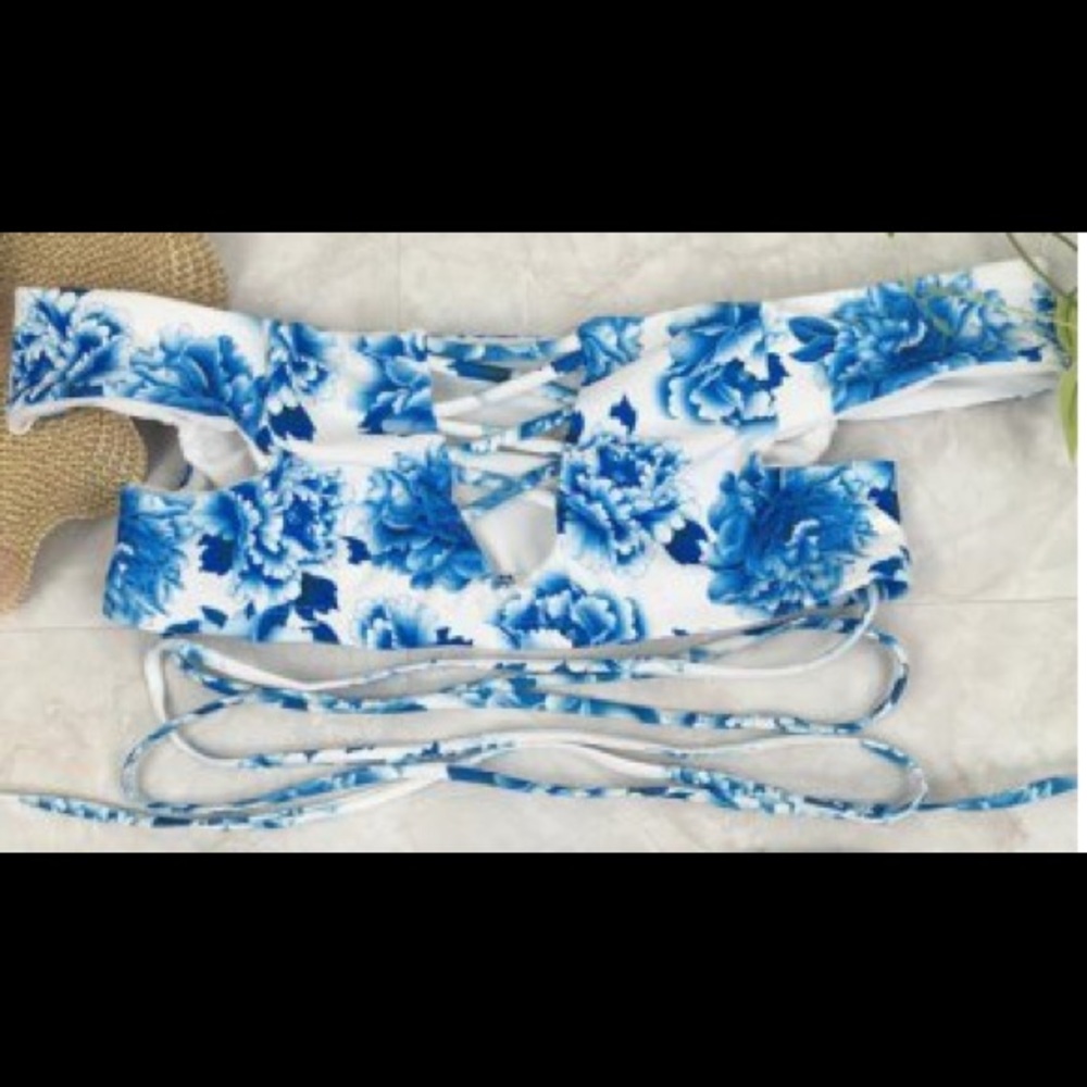 Crossover Floral Off The Shoulder Bikini Set