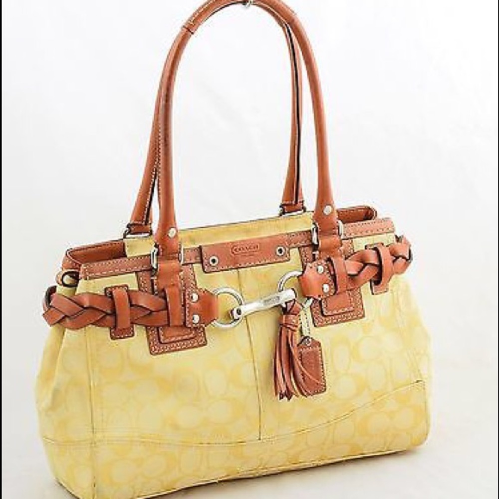 Coach Signature Hampton Yellow Shoulder Bag