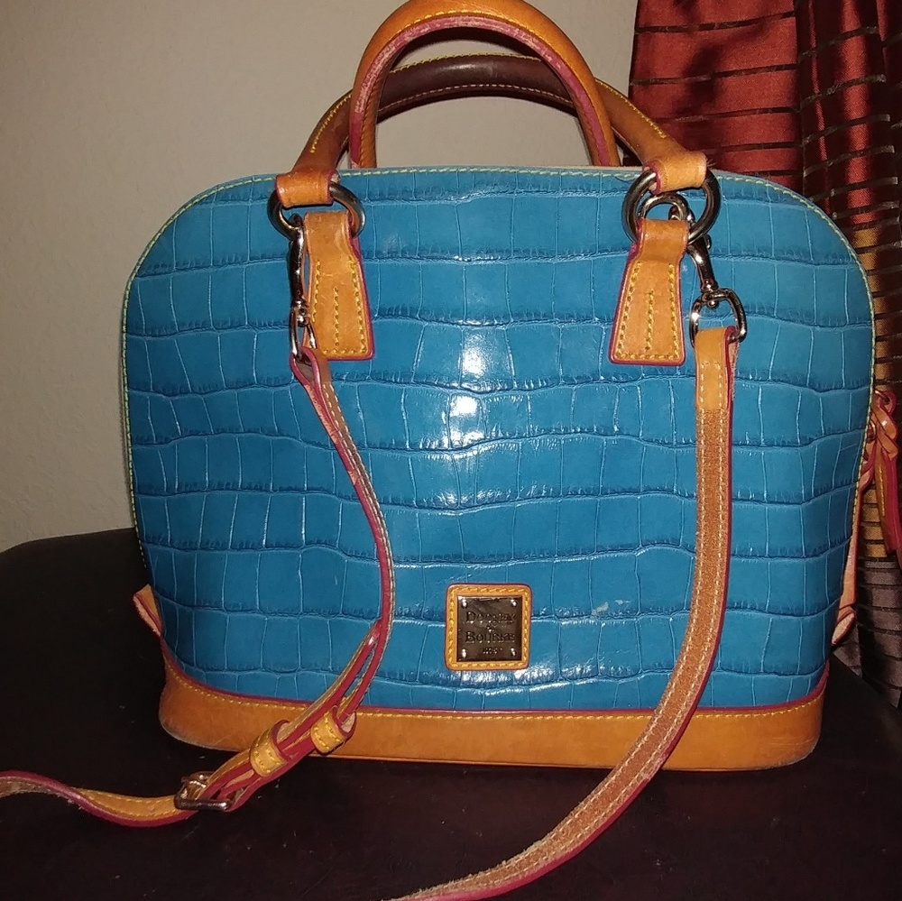 DOONEY & BOURKE Blue Croc Embossed Leather Alma