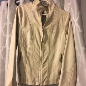 Cream color faux leather jacket