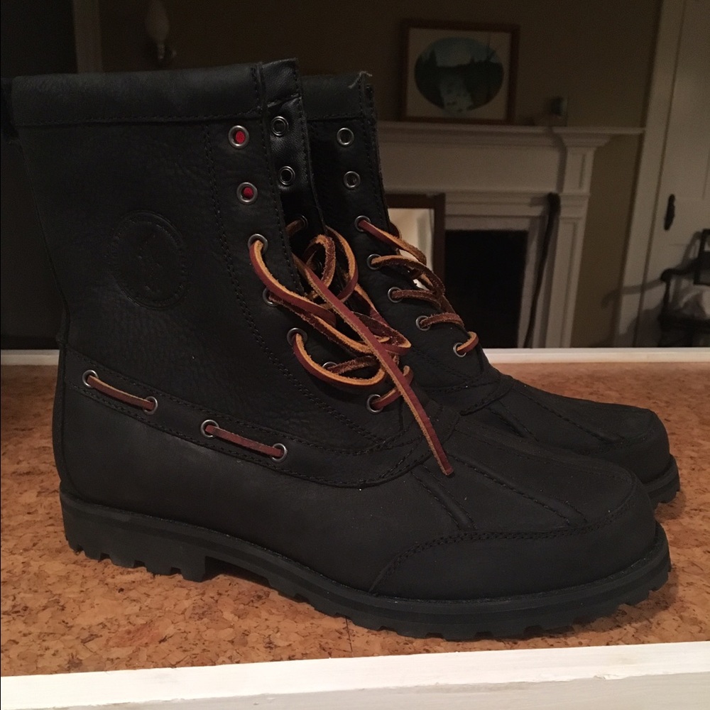 Men's Ralph Lauren black leather duck boots