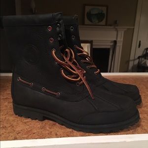 Men's Ralph Lauren black leather duck boots