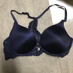 Lace back navy bra aerie
