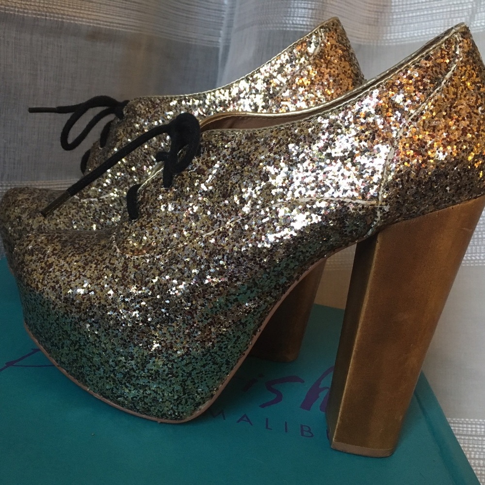 Gold Glitter Disco Shoes