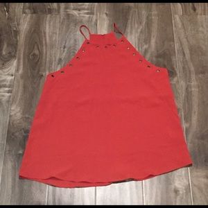 Rust tank top with eyelet detailing