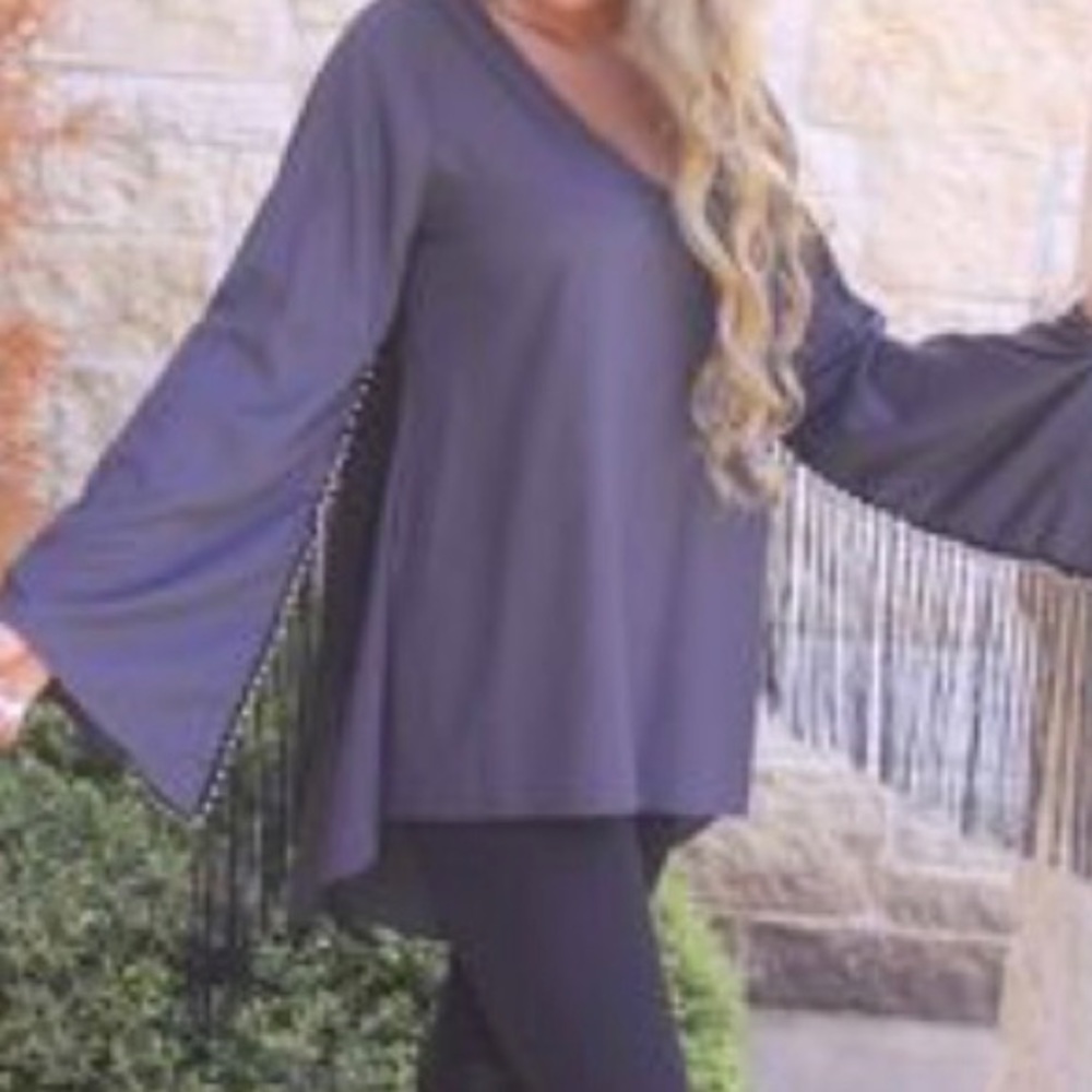 NWT Noa Elle Fringe Hi Low Tunic