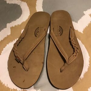 Women's rainbow sandals with braid