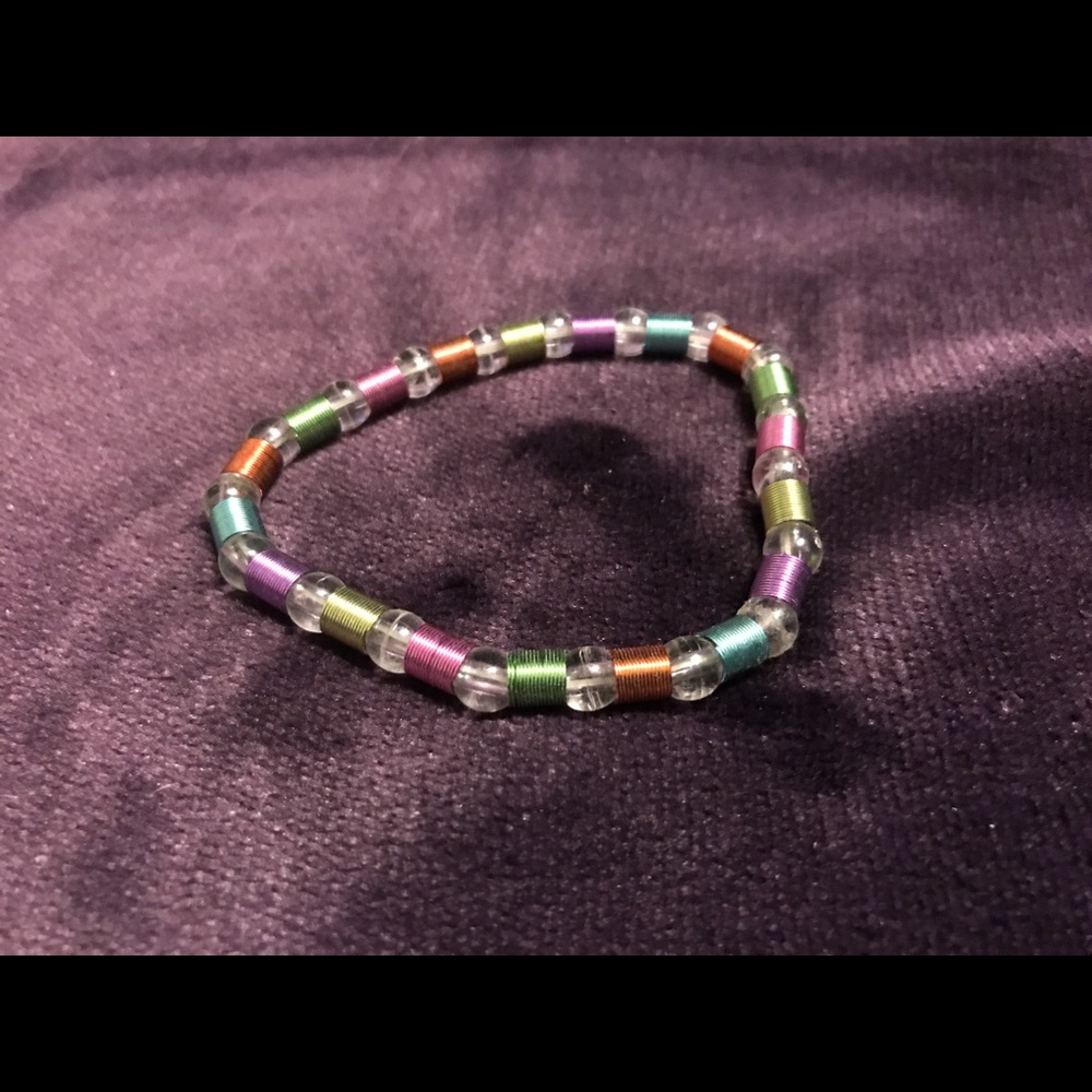 Simple, multi-color, stretch bracelet.
