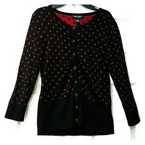 White House Black Market Red & Black Cardigan S