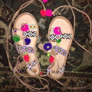 Like New ankle wrap sandals. Size 9