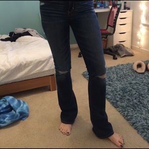Abercrombie dark wash ripped jeans