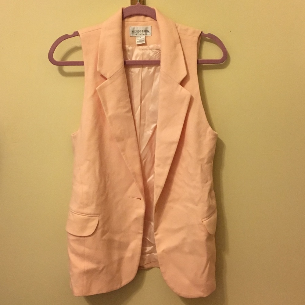 Peach Sleeveless Wool Blazer S