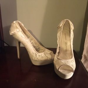 Cream lace heels