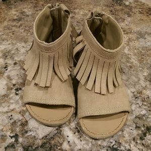 Suede fringe sandals