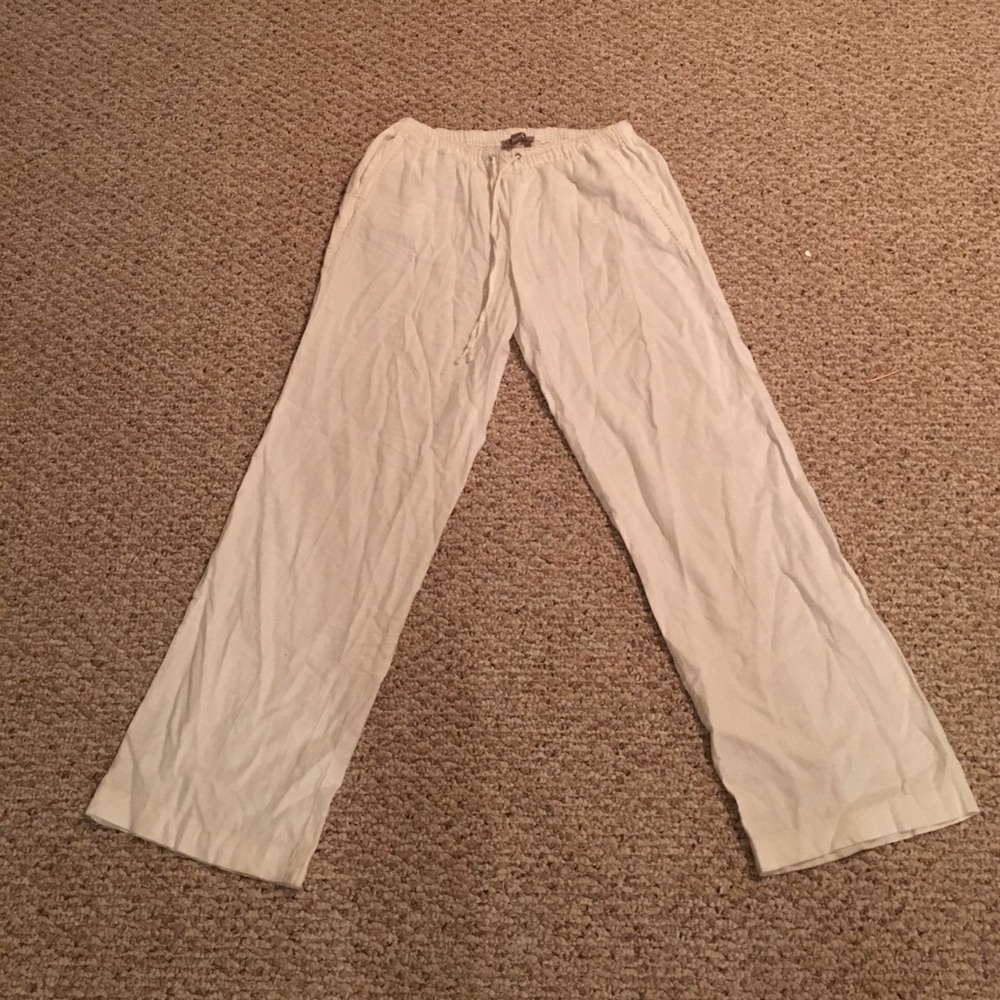 White flare pants