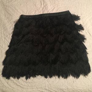 Black Feather Fringe Skirt
