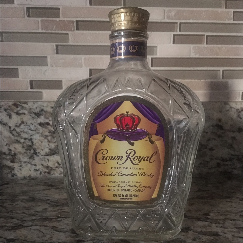 2 Empty Fifth of Crown Royal Whiskey