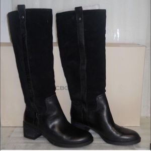 BCBG Black suede riding boots