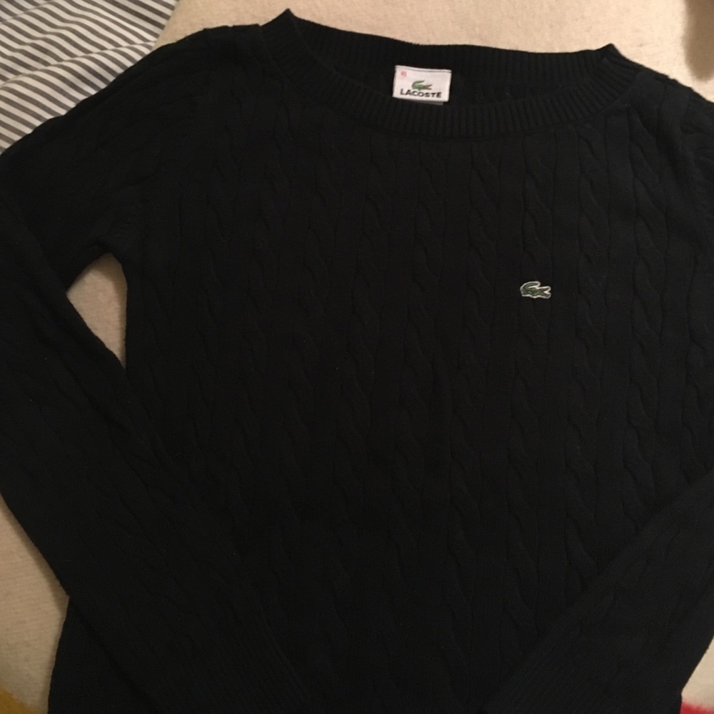 Women's black Lacoste cable knit sweater. Size 40