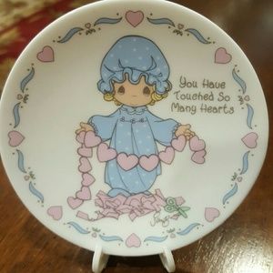 Precious Moments Small Plate with stand. retired
