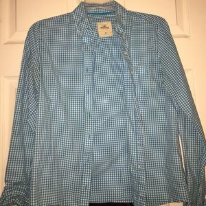 Blue Plaid Long Sleeve Button Up