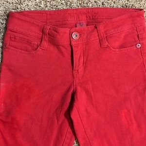 Red skinny jeans