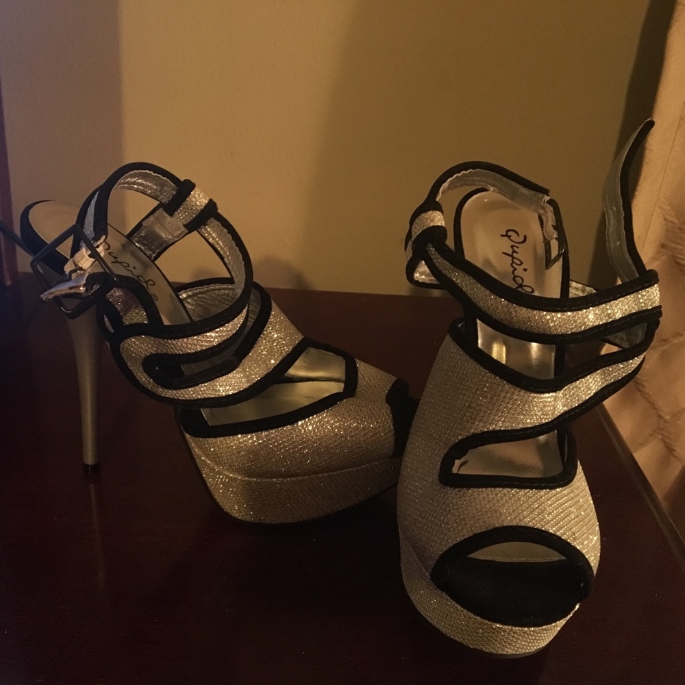Silver platform heels
