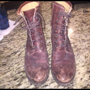 Frye distressed combat boots size 9