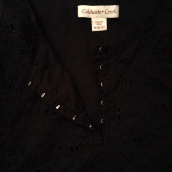 Coldwater Creek Black Eyelet Tank -M - Picture 3 of 6