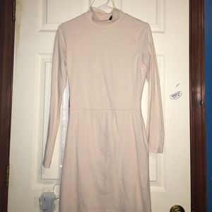 Beige turtleneck dress!