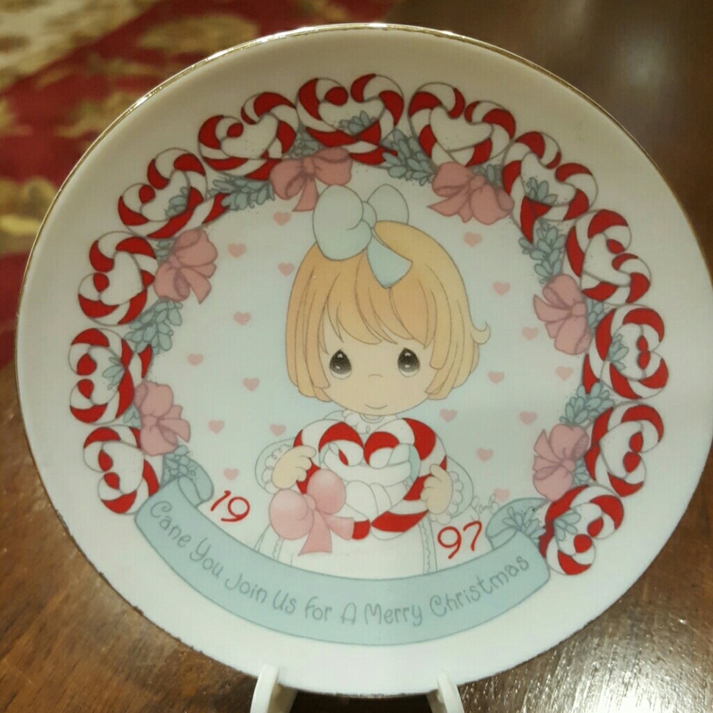 Precious Moments Small Plate with stand. retired