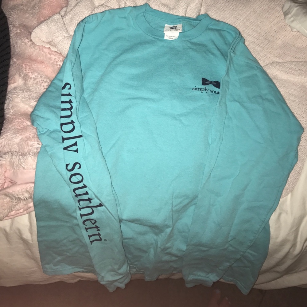 Not Lululemon-- Simply southern teal blue shirt