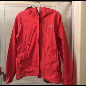 North Face Rain Coat bright coral!!