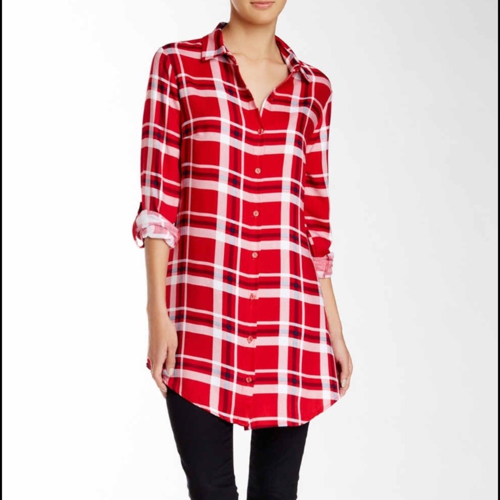 Plaid Buttondown Tunic Dress