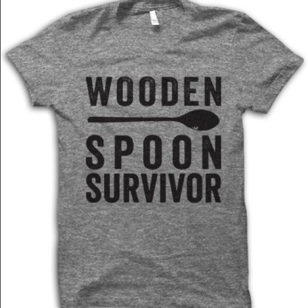 Wooden Spoon Survivor Trendy Grey T-Shirt Funny
