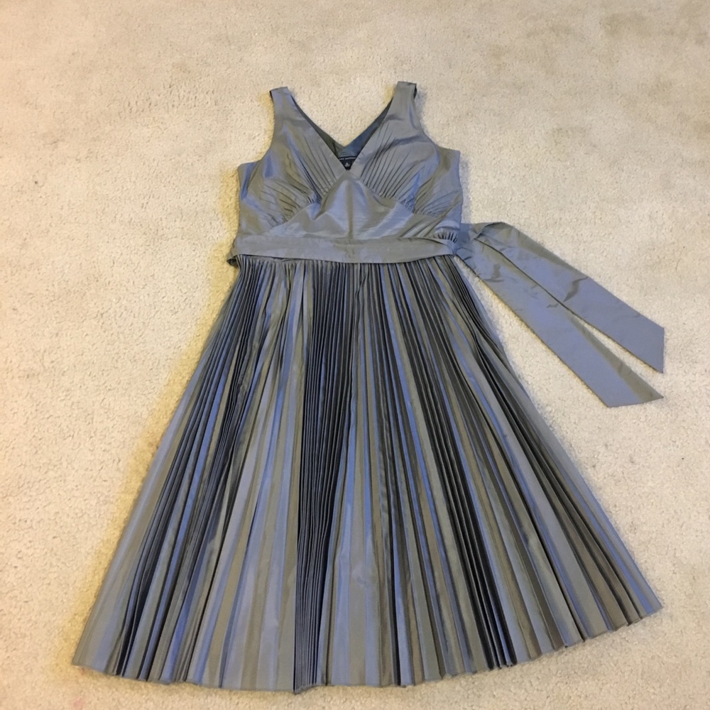 Gorgeous gun metal dress with pleated skirt