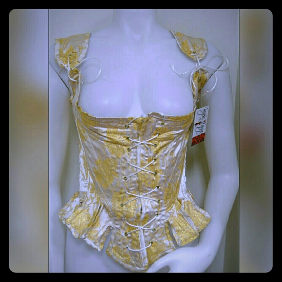 Champagne & gold embroidered underbust corset