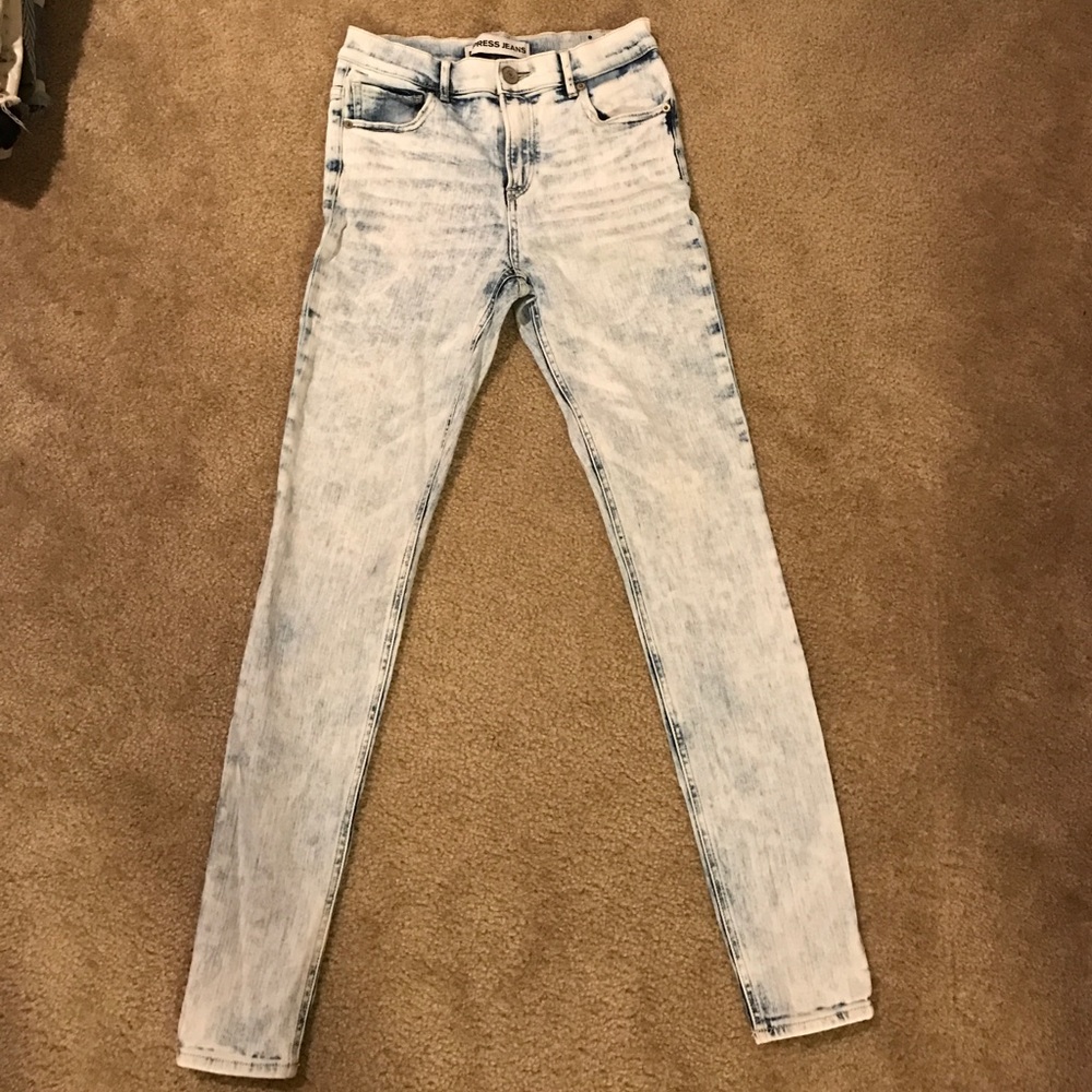 Acid wash high rise skinny jeans