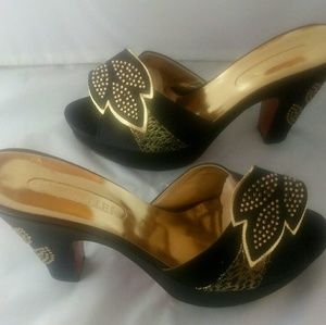 Italian Black Embellished Sandal